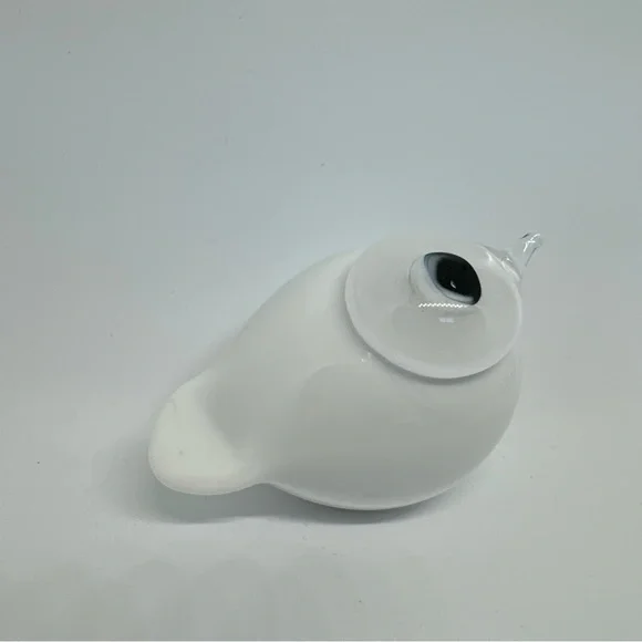 Oiva Toikka Glass Bird Puffball by Iittala Finland Finnish Sculpture White Small
